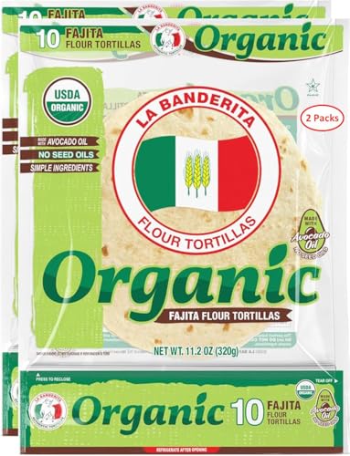 La Banderita Organic Fajita Flour Tortillas | 6" | 10 Count | 11.29 oz| 2 Packs