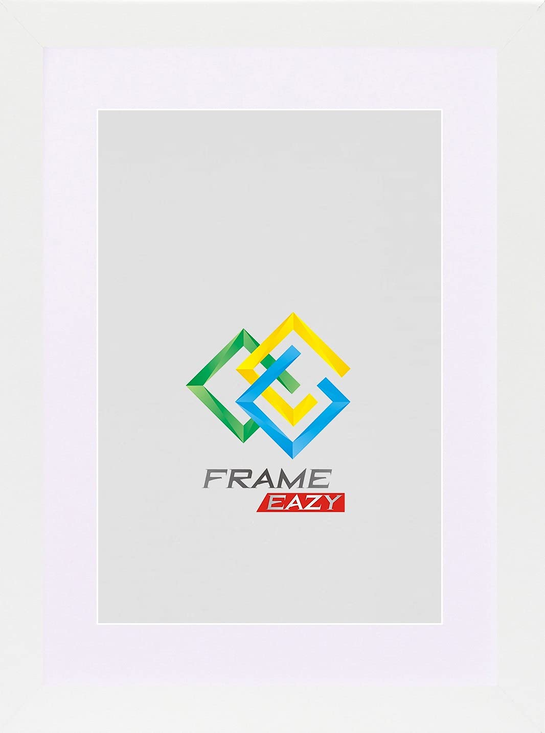 Frame Eazy White Frame White Mount Modern White Photo Picture Frame Poster Certificate Frames With White Mount – A1 For A2 Picture