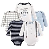 Little Treasure Unisex Baby Cotton Bodysuits, Dapper Bow Tie Long-Sleeve, 0-3 Months