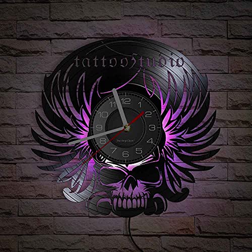 Timethink 12 Inch Tattoo Shop LED Wall Clock with 7