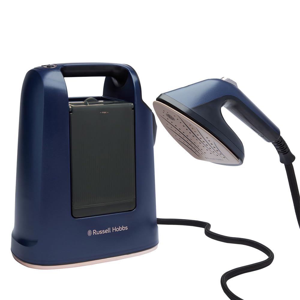 Russell Hobbs Plancha Vertical [2 en 1: Plancha y Vaporizador] Steam Genie Maestro (1700W,20g/min) 2 Accesorios: Delicados y Tapicería,Placa Cerámica,Depósito 750 ml,Almacenaje Integrado, 27600-56