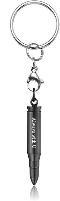 PiercingJ Personalized Custom Mens Plain Bullet Pendant Urn Keychain Stainless Steel Cremation Key Ring Memorial Ashes Keepsake Urn Jewerlry dog memorial keychain