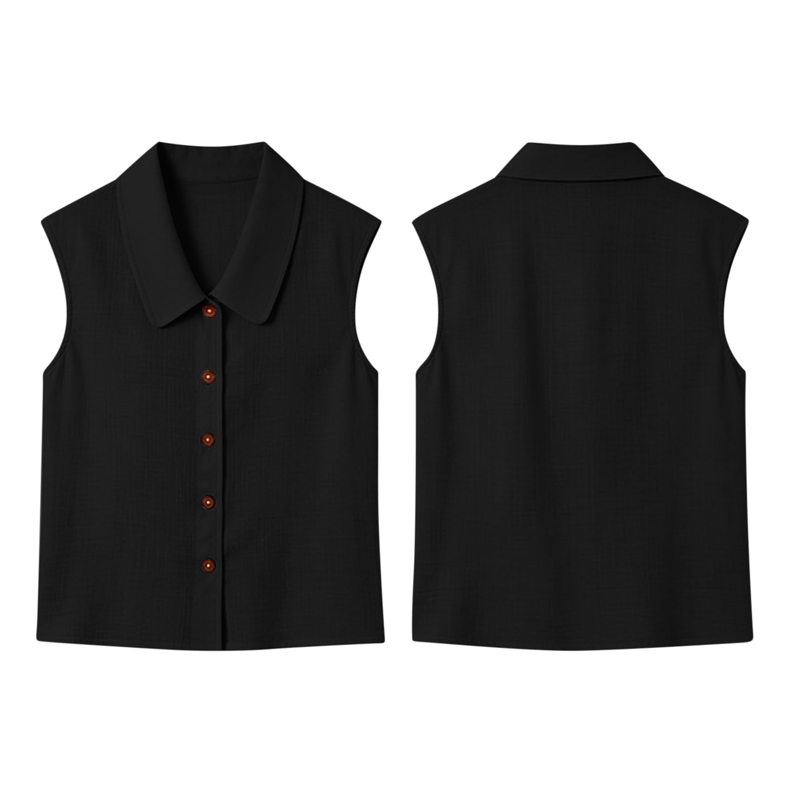 Chemisier Femme Chic et Élégant, Chemisiers et Blouses Femme D'Été sans Manches Coupe Fluide Respirant Col en Revers Bouton Lâche Respirant Couleur Unie Décontracté Tunique Tops pour Tenues Estivale - 5