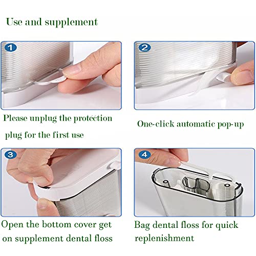 Dental Floss Picks Holy Rose Pop Up Flossers White Dispenser 88 Count+Three Bags (300Count) Adult Flossing Sticks,No Fragrance Smell，Sealed Storage,Cleaning Teeth More Hygienic. #TOP6