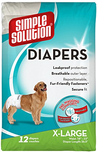 The Best Disposable Dog Diapers 15 Simple Solution Disposable Dog Diapers for Female Dogs | Super Absorbent Leak-Proof Fit | XL | 12 Count