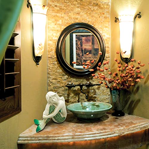Usupgift Resin Ocean Series Statue Figurines For Gifts Home Bathroom Living Room Garden Desk Decor (Green-Mermaid) #TOP1
