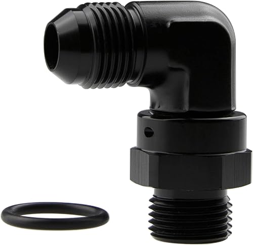 Miniatura 2 de Radio de flujo alto de aluminio de 90 grados 6AN macho Flare a 8AN adaptador giratorio macho con puerto ORB AN8, negro