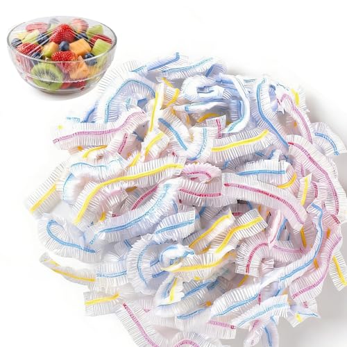 Colorful Stretch Food Covers Plate Cover Elastic Plastic Bowl Lids for Food Storage Versatile Universal Bowl Covers FoodCovers Plastic Stretch for Fruits Vegetables Meat & More (100)