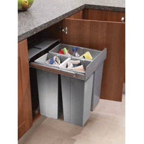 Lighting Innovations RECYCLE BIN PULL OUT KITCHEN CABINET CUPBOARD WASTE BIN INTEGRATED 600mm 68 LTR Cover