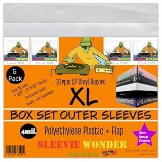 Sleevie Wonder XL Box Set Sleeves (5) + Flap 4mil Thick Strong USA Polyethylene Plastic for 33rpm LP Vinyl Record Album Boxset (+1 Free Dj Sticker) - Les Beatles, Paul McCartney, John Lennon, RIngo Starr, George Harrison
