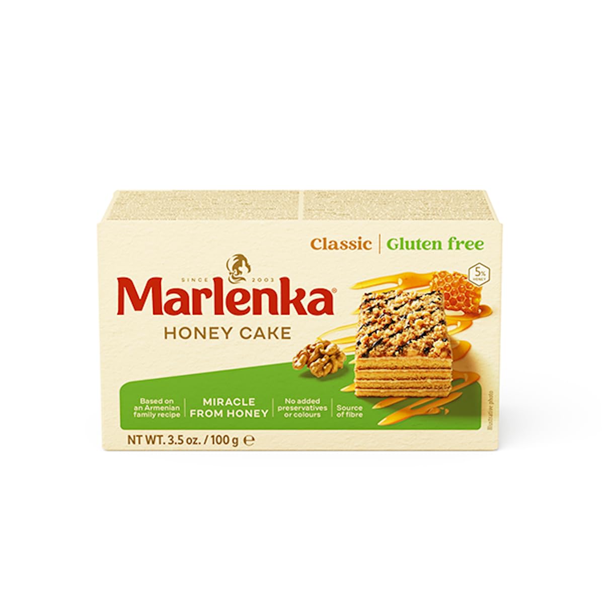 MARLENKA® Glutenfreier Mix-Produkt | 2 x Glutenfreier Honigkuchen mit Walnüssen (2 x 800 g), 2 x Glutenfreie Honigkugeln (2 x 235 g), 4 x Glutenfreies Honigtörtchen mit Walnüssen (4 x 100 g)
