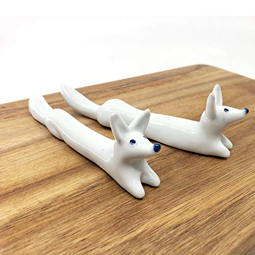 The Elixir Deco Premium Handmade Ceramic Cute Snow Foxy Chopsticks Rest Fork Knife Spoon Holder Tableware Silverware Holder Stand #TOP1