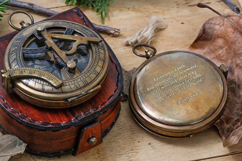 Brújula Vintage de Latón y Cuero, Personalizable miniatura 3