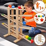 [page_title]-Infantastic Kugelbahn aus Holz - Buchenholz, inkl. 6 Rollelementen aus Teeholz, bunt - Murmelbahn, Rollbahn, Holzkugelbahn, Motorikspielzeug für Kind und Baby ab 1 Jahr