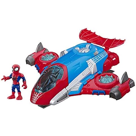 Playskool Heroes Marvel SUPER HERO ADVENTURES Spider-Man Jetquarters, 5-Inch Action Figure and Vehicle Set, Toy Jet, Collectible Toys for Kids From 3 Years Old Cover
