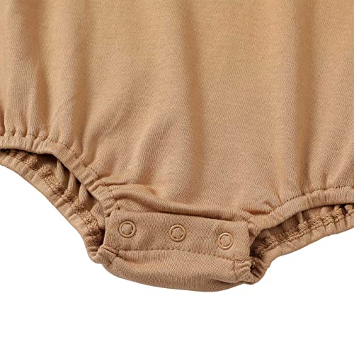 Sobowo Baby Bubble Romper Infant Boy Girl Solid Crewneck Short Sleeve Oversized One-Piece T Shirt Onsies Pullover Summer Clothes(Brown, 12-18 Months) #TOP2