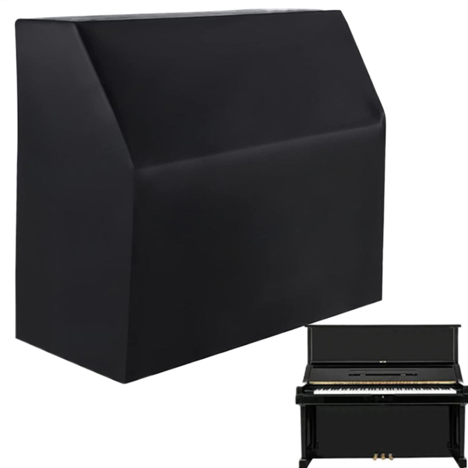 Housse de protection piano droit tissu complet noir 152x59x109 cm pour piano droit