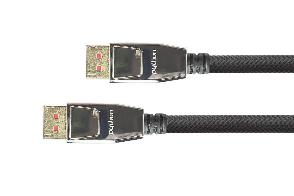 Python Câble DisplayPort 1.4 de qualité supérieure - 8K @ 60 Hz / 4K @ 240 Hz - Connecteurs entièrement métalliques avec verrouillage, connecteurs plaqués or, triple blindage - Échelle en cuivre -