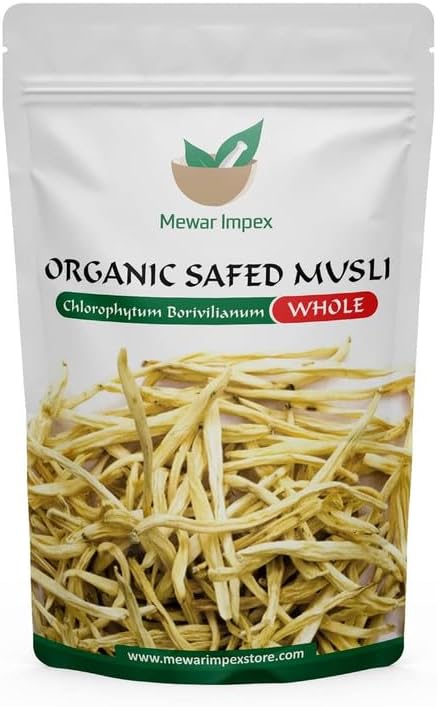 Mewar Impex Safed Musli Roots - 250 Gm - Raw Safed Musli - Safed Musli Jad - Shwet Musli - White Musli Roots - Chlorophytum Tuberosum (Safed Musli Whole