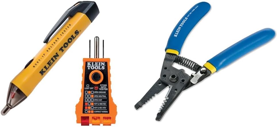 Klein Tools NCVT1PKIT Electrical Tester Kit with Non-Contact Volt Tester, 50 to 1000V AC and GFCI & 11055 Wire Cutter and Wire Stripper, Stranded Wire Cutter, Solid Wire Cutter