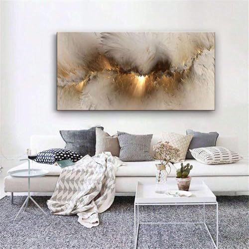 Toile abstraite marbre doré 90x190cm avec cadre pour salon