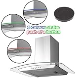 SIA 70cm Stainless Steel 3 Colour LED Curved Glass Cooker Hood And Carbon Filter