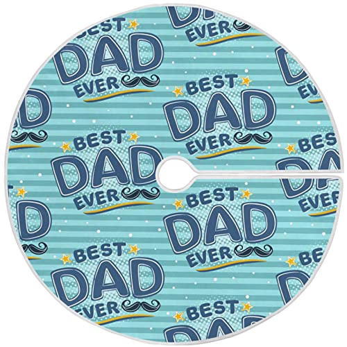 Father's Day Tree Skirt 36" Best Dad Blue Nautical Sailor Striped Christmas Tree Skirts Rustic Farmhouse Xmas Mat For Holiday Festival Party Decor #TOP9
