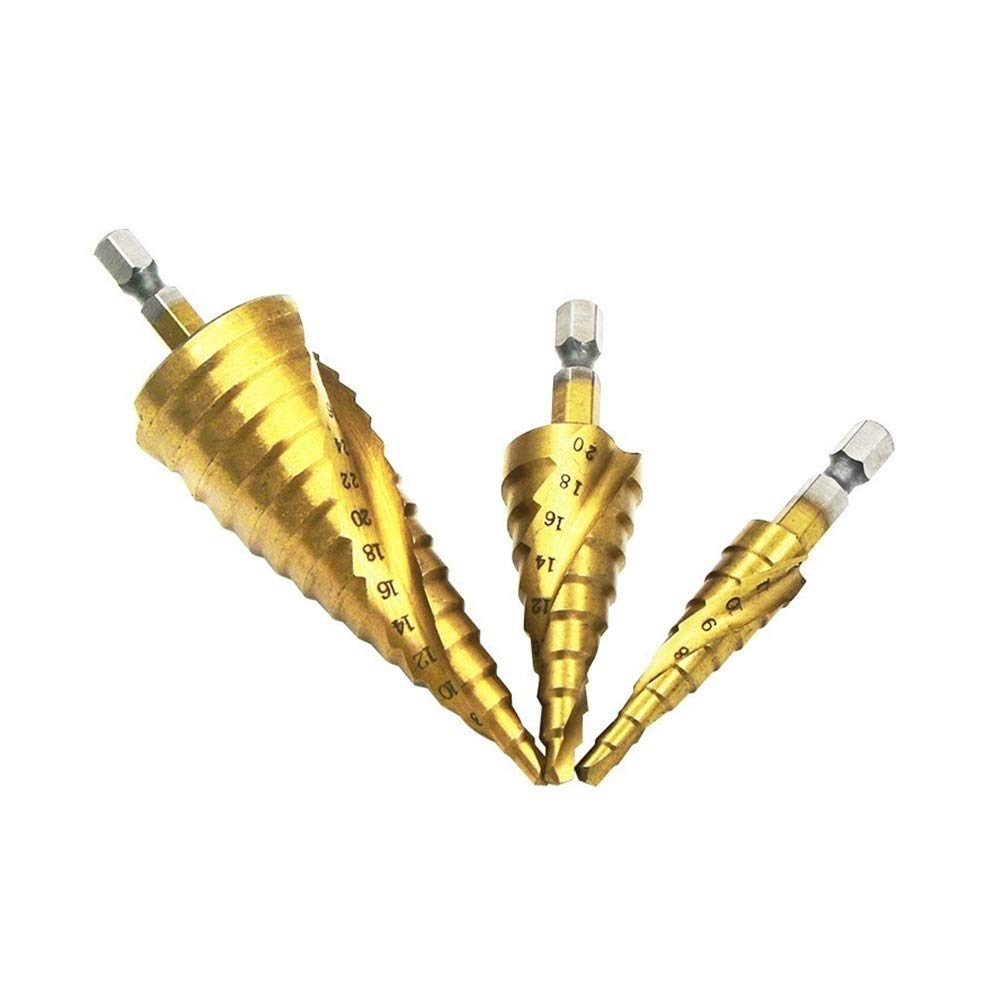 Punte a gradino per foratura Lavorazione del legno Punta per trapano in metallo Lega di titanio Punta per trapano a spirale con scanalatura a spirale 4-12/4-20/4-32mm Acciaio per utensili da taglio