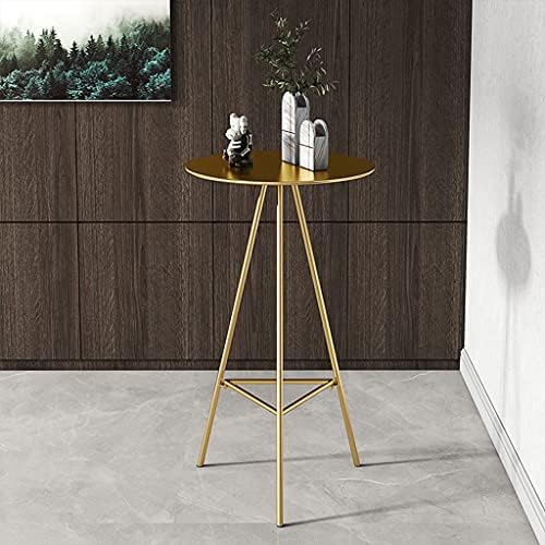 Golden Round Iron Art Coffee Table, Stylish/Minimalist Style, for Home, Cafe, Office, 23.6"/60cm Top, 41.3"/105cm Height