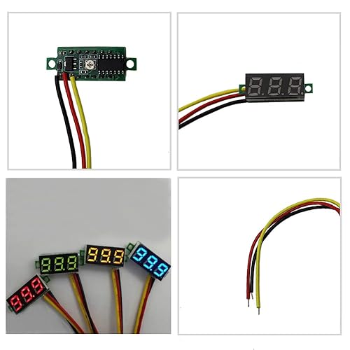 Miniatura 6 de Haldzemo Medidor de voltaje de tres líneas de 0.28 pulgadas Mini LED Digital Voltímetro Gauge (amarillo, paquete de 8)