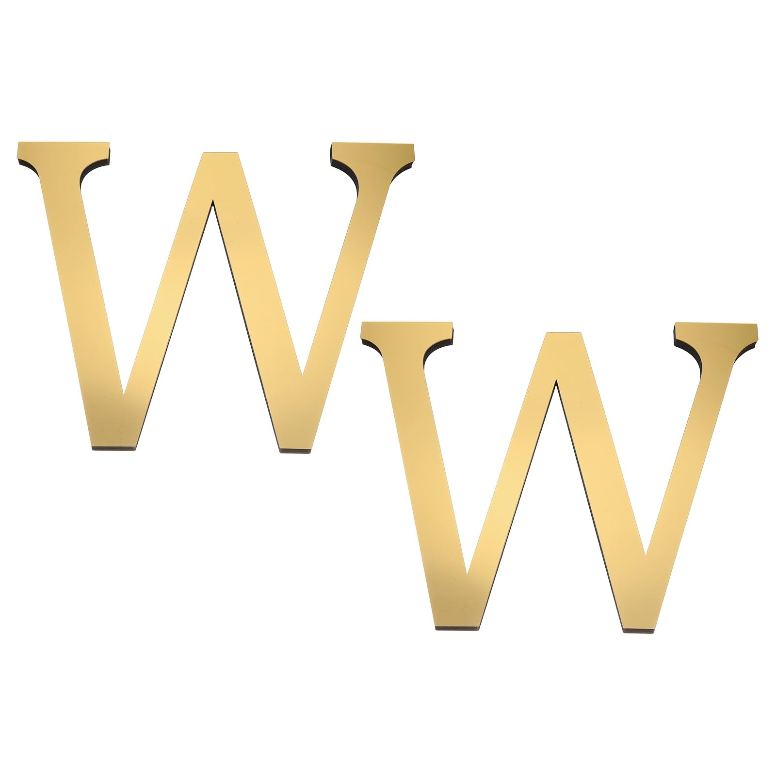 PATIKIL 2 Pcs 8 Inch 3D Acrylic Alphabet Mirror Wall Stickers Letter W Self-Adhesive Home Decor Letter Sign Art Sticker Decal for DIY Home Decoration Light Gold