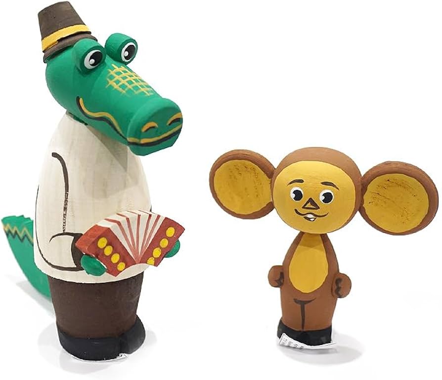 Amazon.co.jp: ロシア チェブラーシカ＆ゲーナ 木製人形セット MAT-105