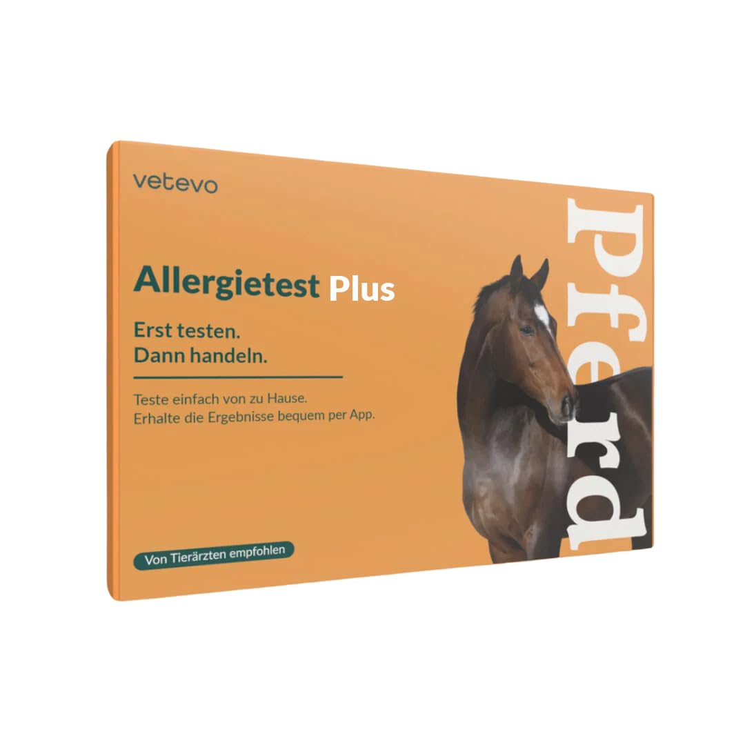 vetevo Allergietest Plus Pferd, Unverträglichkeitstest Pferd, bei tränenden Augen, Haarausfall, Husten & Atemproblemen, 290+ Unverträglichkeiten