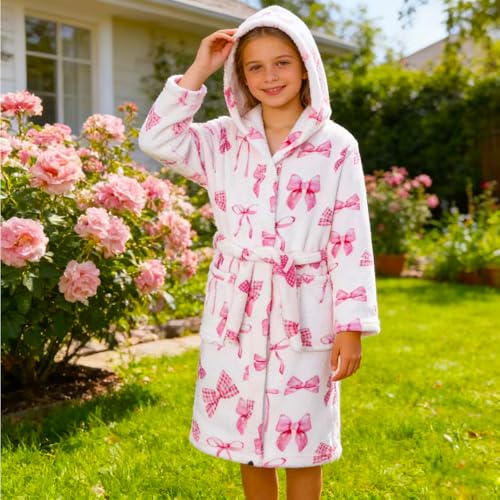 Image of Boys Girls Bathrobes,Toddler Boy Girl Robes,Children's Plush Soft Coral Fleece Hooded Pajamas Sleepwear for Kids