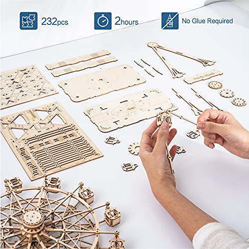 Rolife-3D-Wooden-Puzzle-Hand-Crank-Music-Box-Machinarium-Toys-DIY-Wood-Craft-Kit-Creative-Gift-for-Boys-Girls-Adults-Kids-When-ChristmasBirthday-Ferris-Wheel-Wood-Color Rolife 3D Wooden Puzzle Hand Crank Music Box Machinarium Toys DIY Wood Craft Kit Creative Gift for Boys Girls Adults Kids When ChristmasBirthday Ferris Wheel Wood Color
