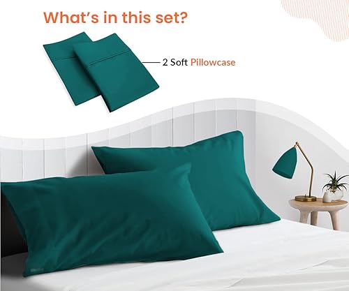 Miniatura 2 de SGI - Funda de almohada de tamaño King, color verde azulado, suave y cepillada, de microfibra de lujo, fácil cuidado, súper suave y transpirable,