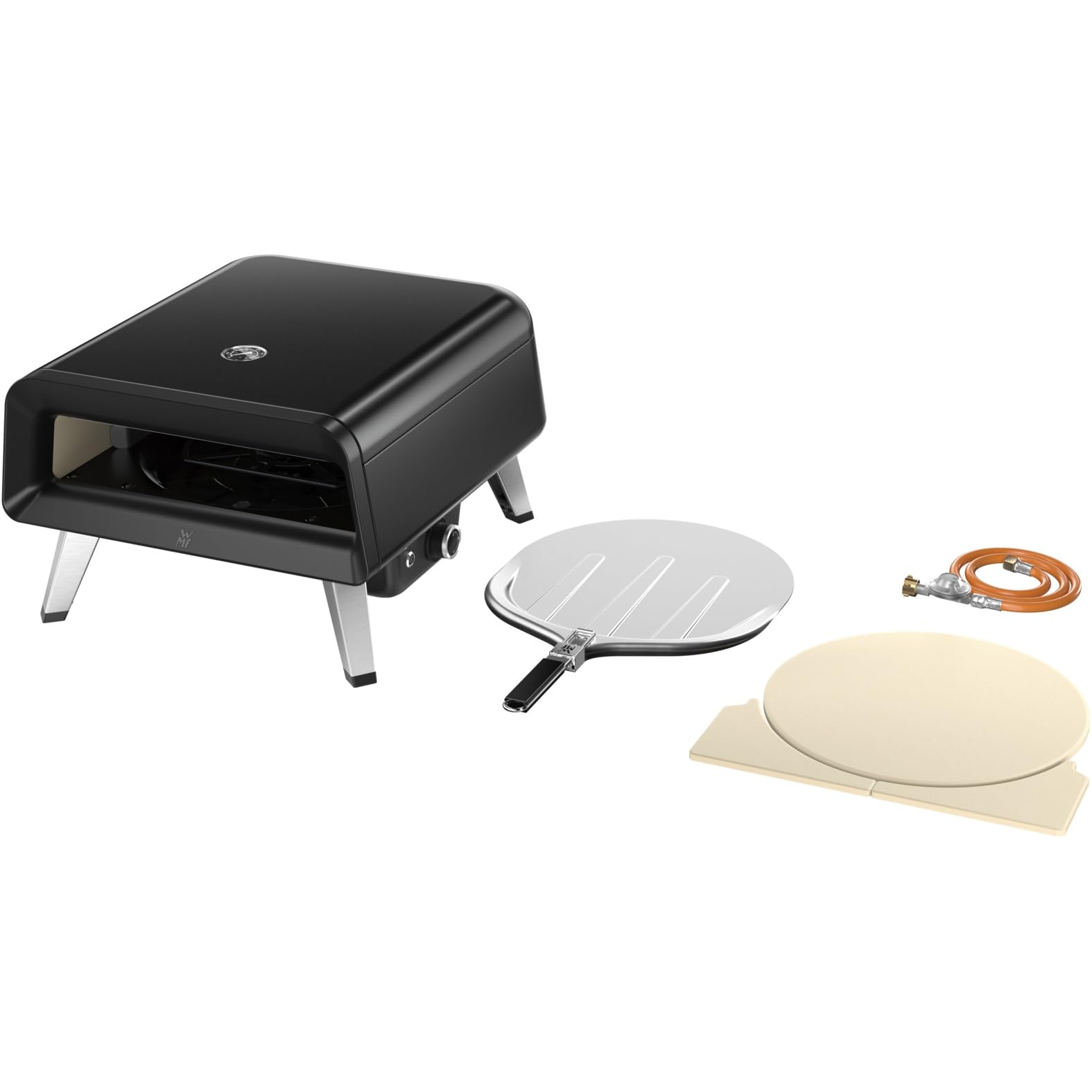 WMF Pizzaiolo Pro Pizzaofen, über 450°C Backtemperatur, großer Pizzastein (Ø 40 cm), automatische Drehmechanik, integrierte Temperaturüberwachung für perfekte Ergebnisse in 90 Sek., Gas Pizzaofen