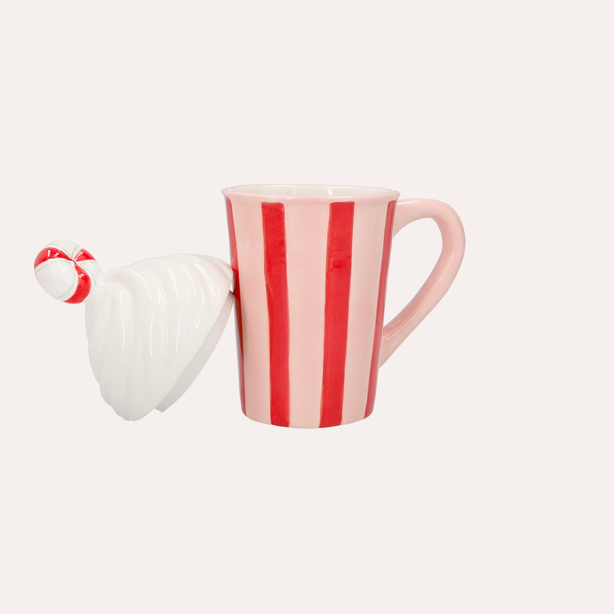 Keyhomestore | Zestaw 2 kubków ceramicznych z pokrywką | Śniadanie lub herbata, elegancka dekoracja stołu i prezent do domu - wyprodukowano we Włoszech
