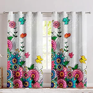 KENADIYA Printed Curtain for Door Living Room, Bed Room, Home (7 FEET- Door-Pack of 2)