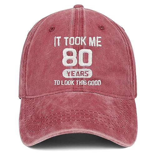 Image of 80th Birthday Gifts 80 Year Old Gifts Ideas for Men Women It Took Me 80 Years to Look This Good Hat Washed Cotton Hat
