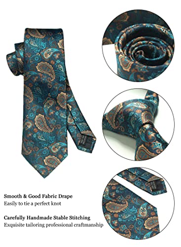 Image of Paisley Floral Mens Tie Formal Necktie Pocket Squares Ties Clips Cufflinks Classic for Men Set