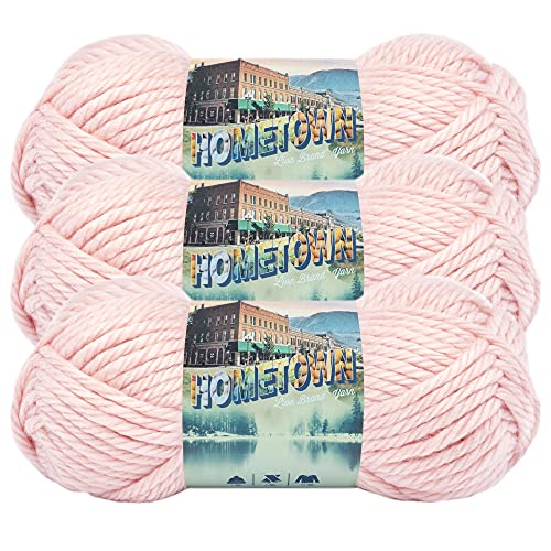 Image of Lion Brand Yarn, Hometown Yarn, Providence Pink, Light Pink, 3 Pack | Super Bulky Acrylic Fiber for Warm Crochet Blankets, Knit Winter Hats, Chunky Cardigans, Soft Scarves, Weaving