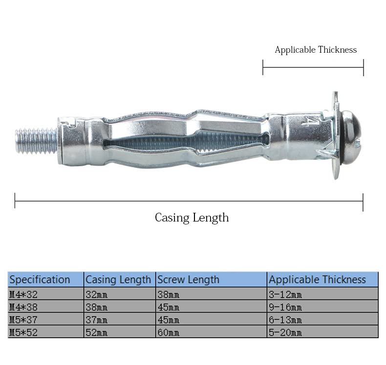 Miniatura 6 de ChubbyChunk M4 M5 - Tuercas de expansión de pétalos con tuercas de gato herramienta para pared hueca, hierro fino y suave, 71 unidades