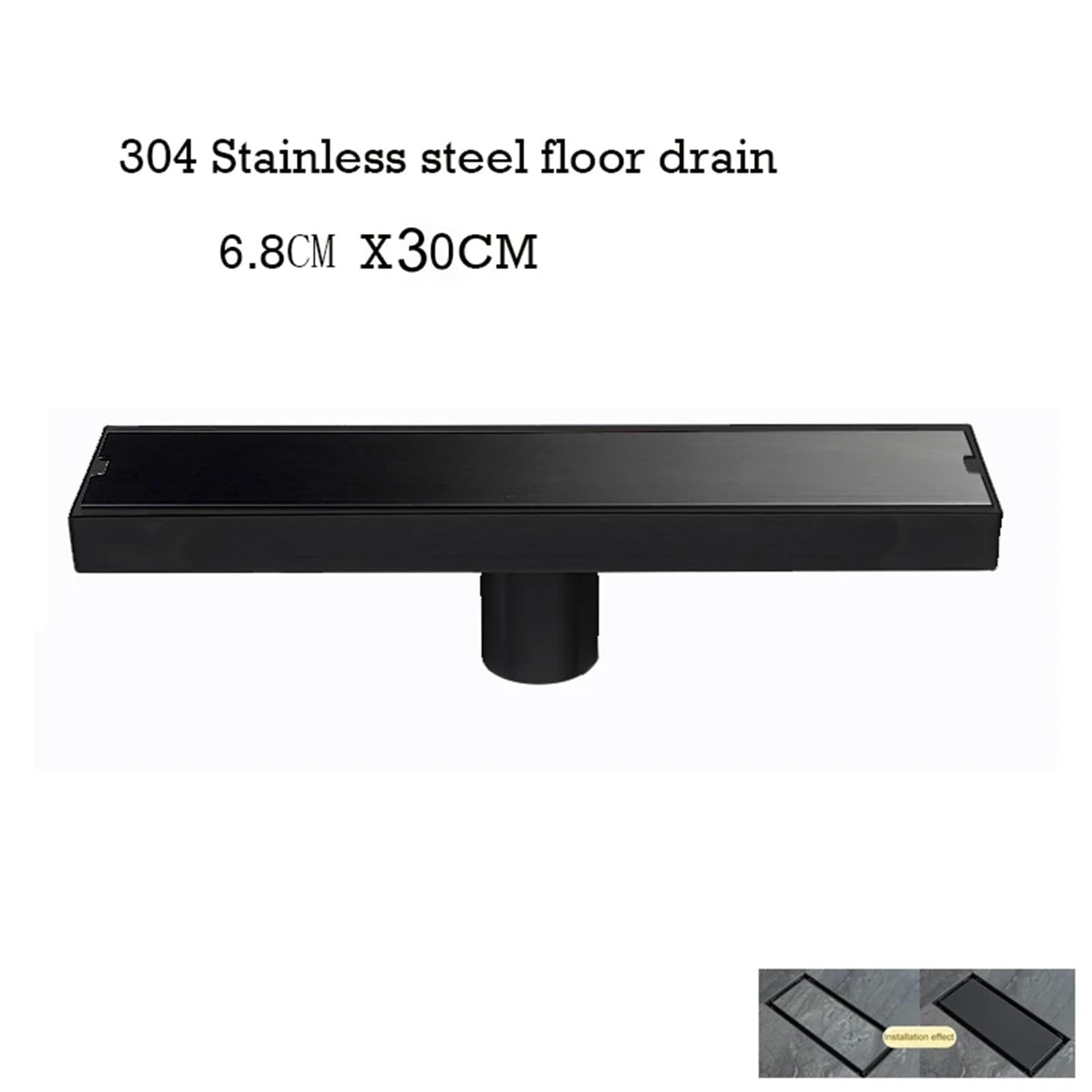 Rejilla Desague Desagüe de suelo baño Invisible, filtro residuos cuadrado 20-120CM, drenaje antiolor, colador ducha, accesorios cocina(Black 30 cm)