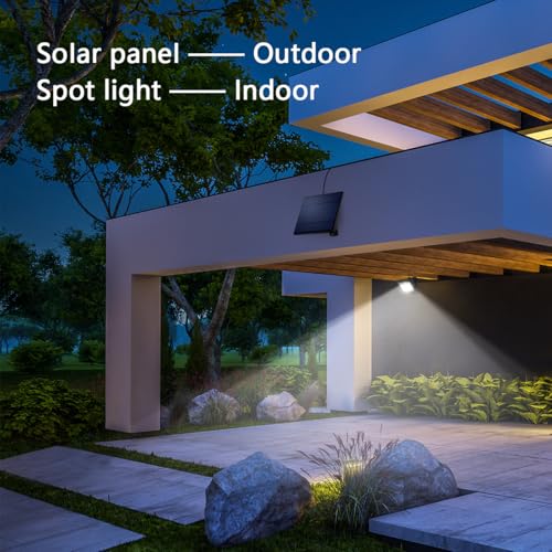 Ousam Led Solar Lights Dusk to Dawn 4400mAh Solar Powered Spotlight Waterproof Flood Light 6000K Lighting with 16FT Cord for Patio, Flag Pole, Fence, White thumbnail 6