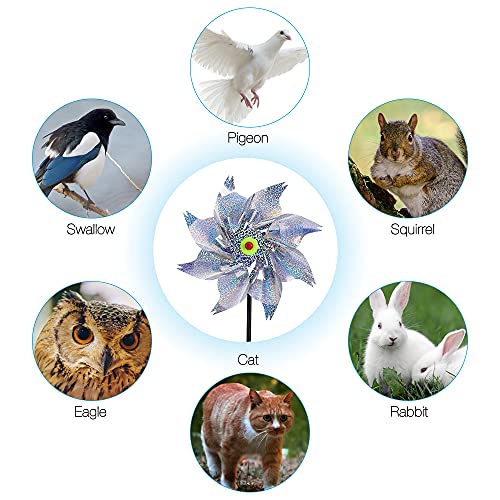 Jooheli Mulino a Vento Riflettente, 10 Pezzi Girandole per Uccelli Repellenti, Dispositivo di Controllo Riflettente Controllo degli Uccelli, Mulino a Vento ad Alta Riflessione to Spaventa Piccioni - Image 5