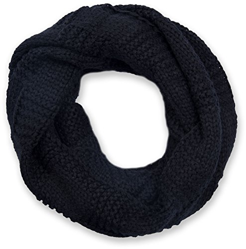 styleBREAKER Unisex Strick Loop Schal mit Patentmuster, Uni Feinstrick Schlauchschal, Winter Strickschal 01018152, Farbe:Schwarz