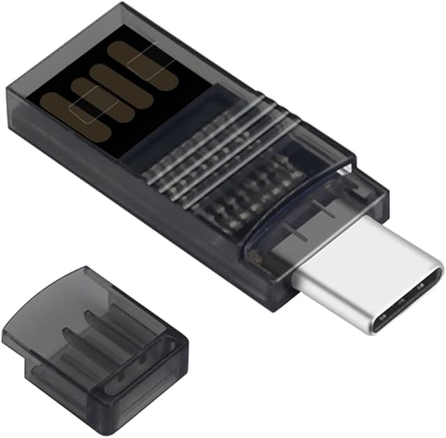 Micro SD/TF Card Reader, USB C to Micro SD Memory Card Reader 2 in 1 OTG Adapter Compatible with MacBook, Laptops, Tablets, Galaxy Android Phones (Transparent)