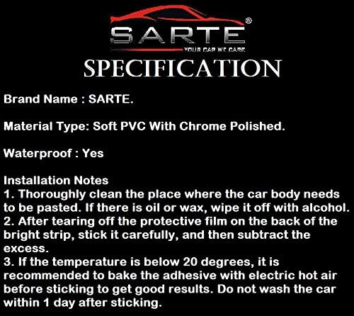 SARTE Side Window Chrome Beading Roll Custom Plated Decoration Trim Strip Line Car Door Fender Interior DIY Moulding Trimming Universal for car (10mm, 5m, Silver)