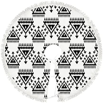 36 Inch Christmas Tree Skirt Ethnic Boho Geometric Tree Skirt Mat Decoration Holiday Party Farmhouse Xmas Tree Mat for Home Indoor Outdoor